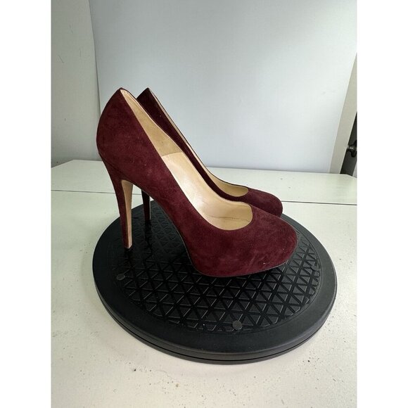 Brian Atwood POWER Burgundy Suede Platform Pumps Shoes Heels 38 / 7.5 US - Picture 4 of 10